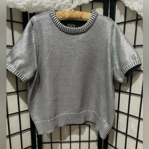 Future Collective TARGET Gray Knit METALLIC CREWNECK SHORT SLEEVE WOMENS SIZE 2X - Picture 5 of 8